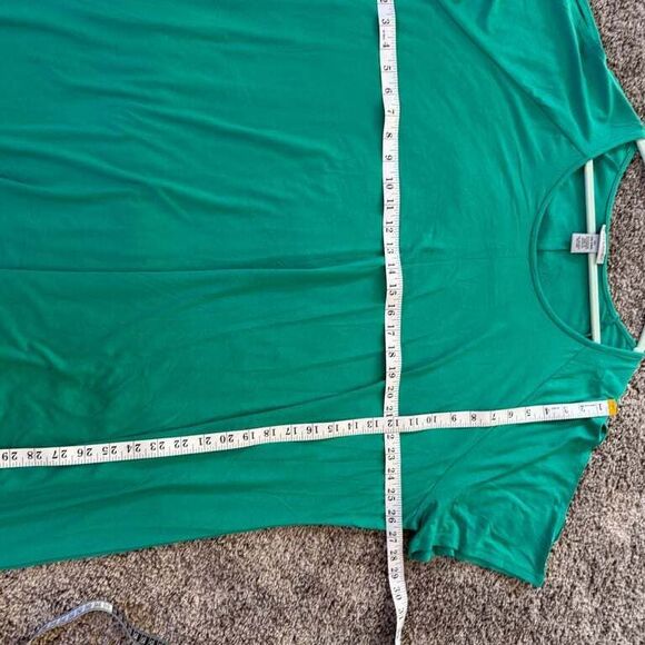 Catherines Women's 3X Plus Size Green Short‎ Sleeve Dress Relaxed Stretch - Picture 2 of 8